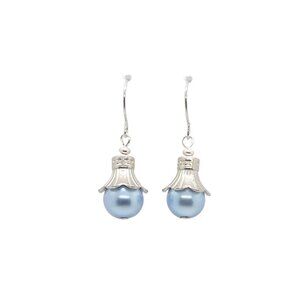 Frosted Blue Flower Cap Earrings